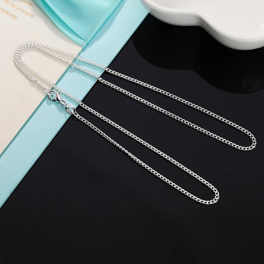 Argento Sterling 925 16/18/20/22/24/26/28/30 pollici 2mm collana a catena per donna uomo moda festa gioielli regalo adatto Pandant
