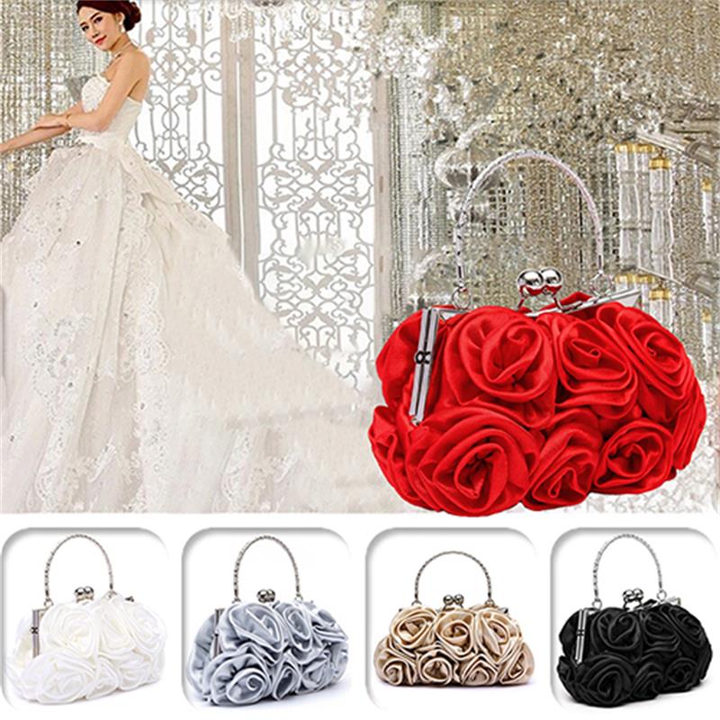 Mode Vrouwen Tas Rose Bloem Effen Kleur Handtas Casual Avond Party Wedding Handtassen Luxe Vrouwen Clutch Bag Сумка Женская