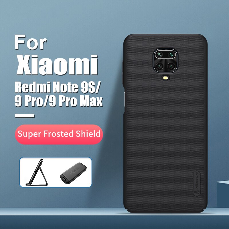 Redmi Nota 9S Caso Involucro 6.69 ''NILLKIN Glassata del PC Duro Opaco Della Copertura Posteriore per Xiaomi Redmi Nota 9 pro Caso di Max: For Note 9s / Black