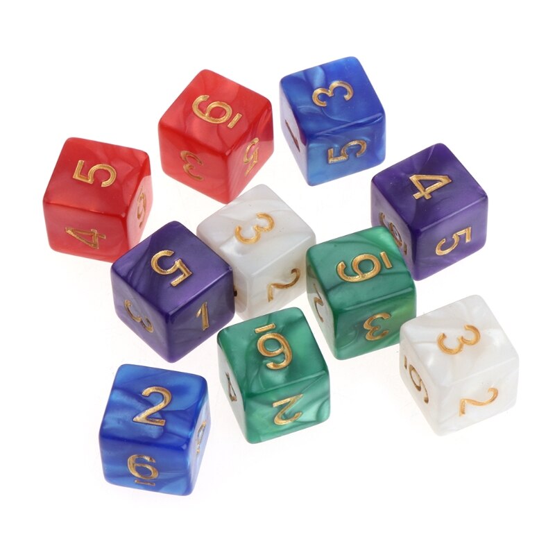 10 stücke Mehrfarbig 6 Seitige 16mm Perle aufbringen Harz Würfel Brettspiel Zubehör 62KF