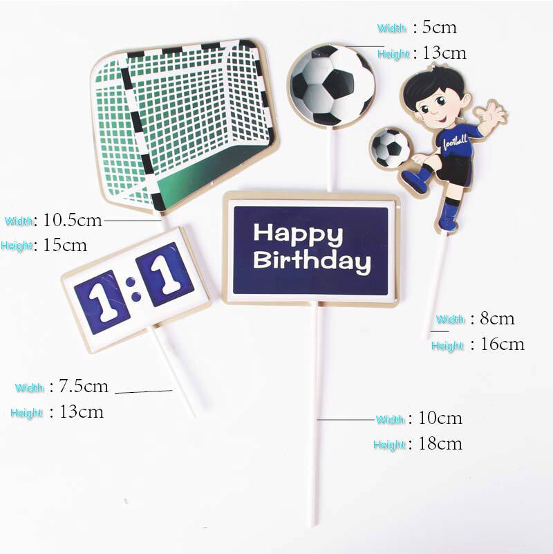 Gutt fotball sport tema gratulerer med dagen kake topper tegneserie barn fotball bursdagskake dekorasjon festrekvisita