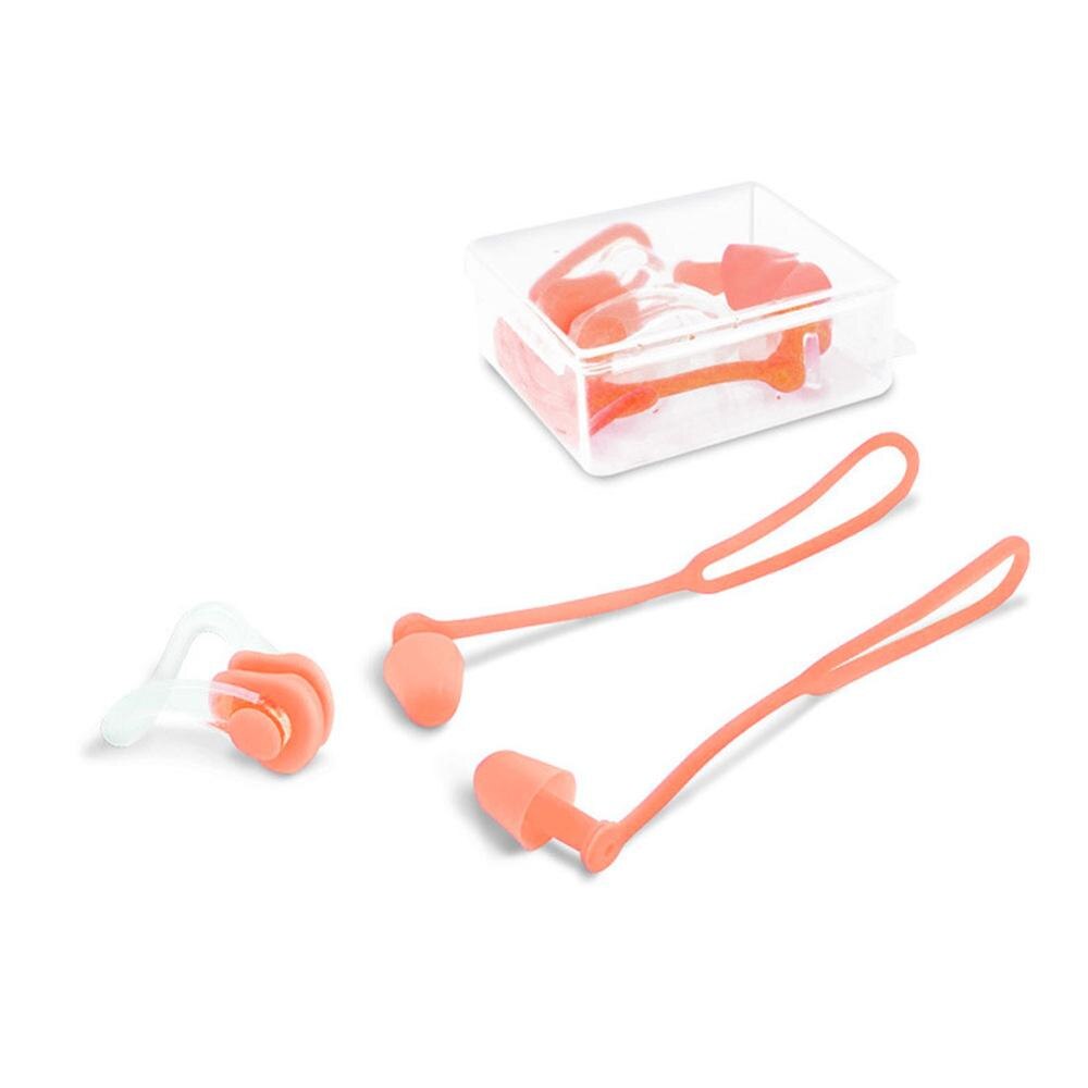 Svømmende ørepropper vanntett neseklips forhindrer vannstøyreduserende øreplugg mykt silikon svømmetur: Oransje