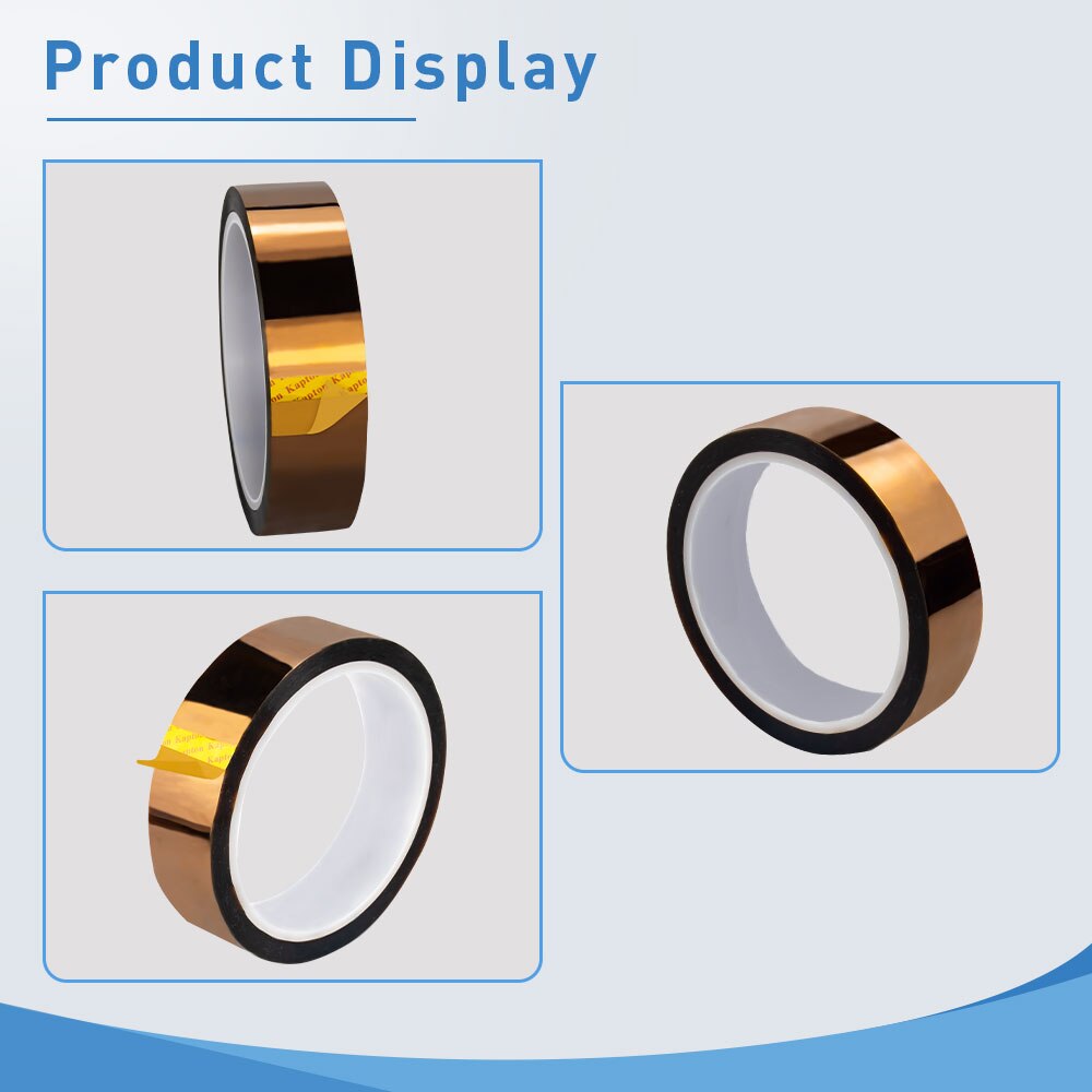 Labelwell 3 uds cinta Kapton 6mm 10mm 20mm 25mm 30mm cinta adhesiva de oro de poliimida para alta temperatura resistente al calor para la industria