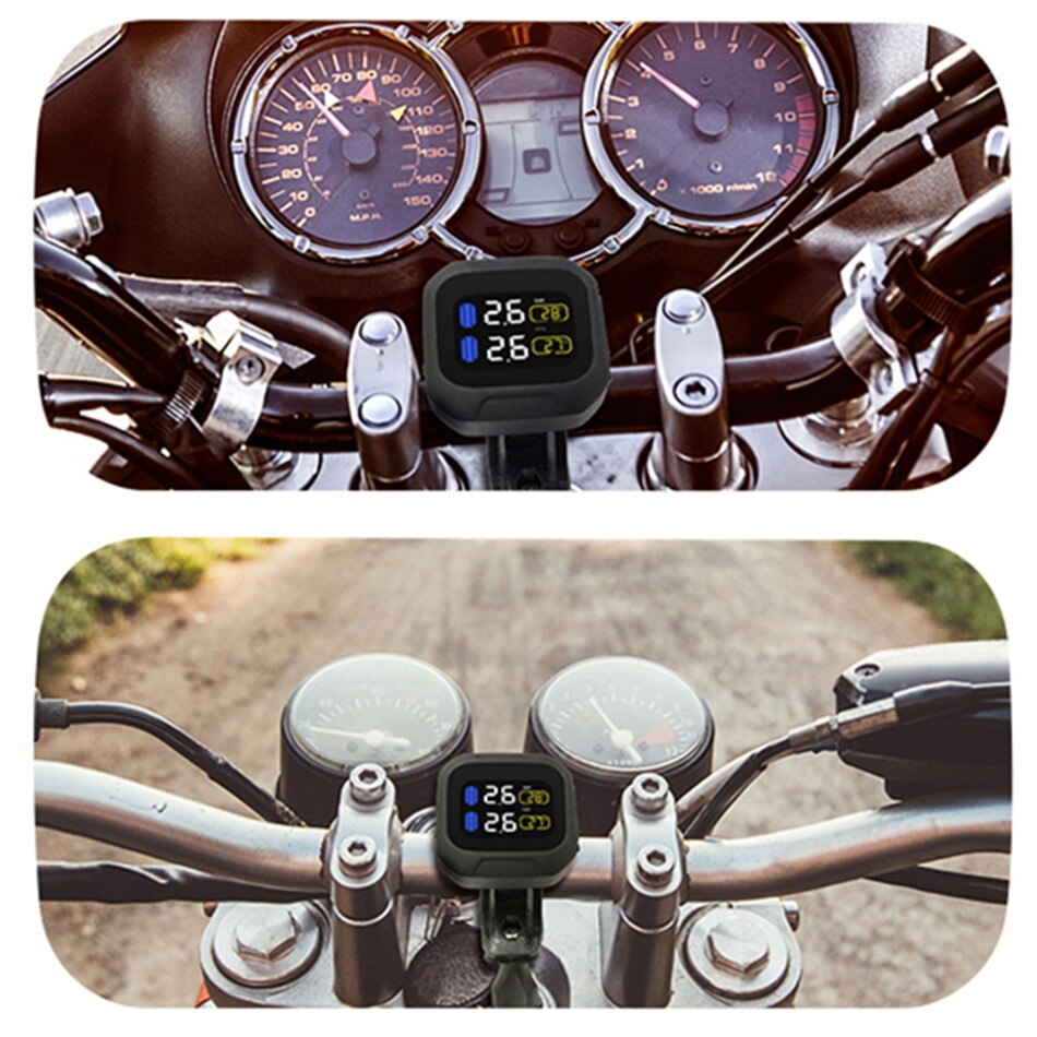 Careud Original Wireless Motorcycle TPMS Tire Pressure Monitoring System Motor Tyre LCD Display Internal/External TH/WI Sensors