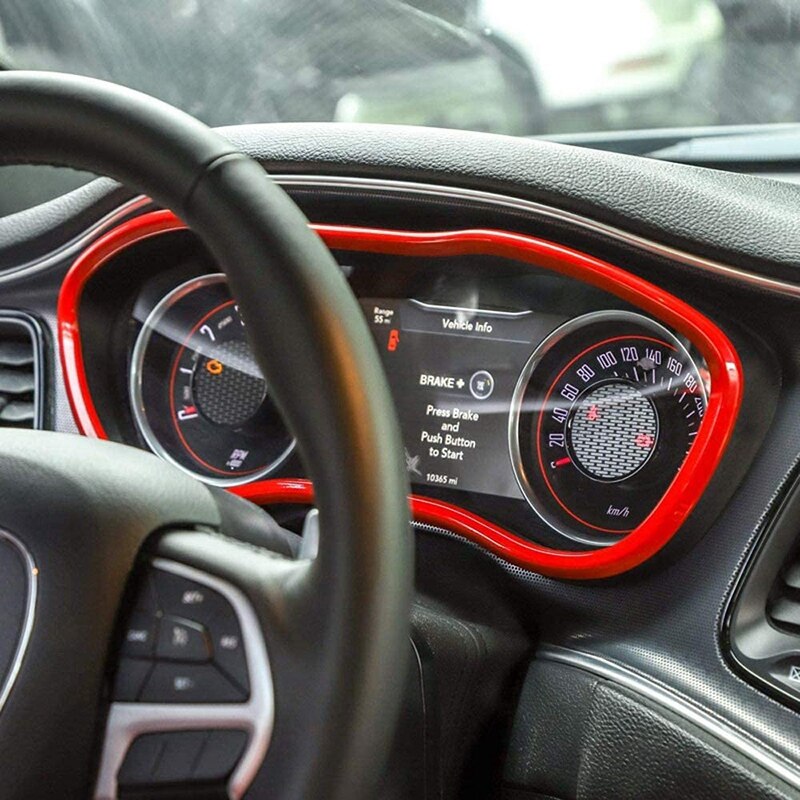 Til dodge challenger abs rød indvendig instrumentbræt måler display ramme cover trim