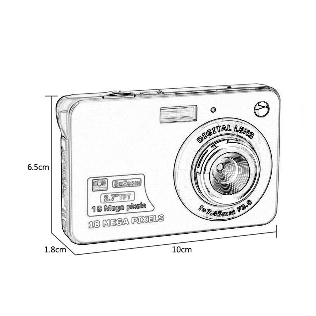 Caméra numérique Anti-secousse, caméscope vidéo CMOS, Micro caméra, pour enfants, écran LCD TFT pouces, 18MP 2.7 P Zoom 8x HD, 720