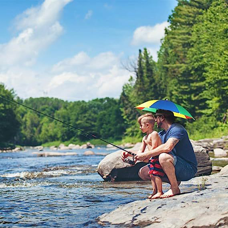 Faltbare Regenschirm Hütte Camping Angeln Kopfbedeckung Kappe Strand Sonnencreme Regen Hüte Wasserdicht Wandern Radfahren Regenschirme Bunte Kappen