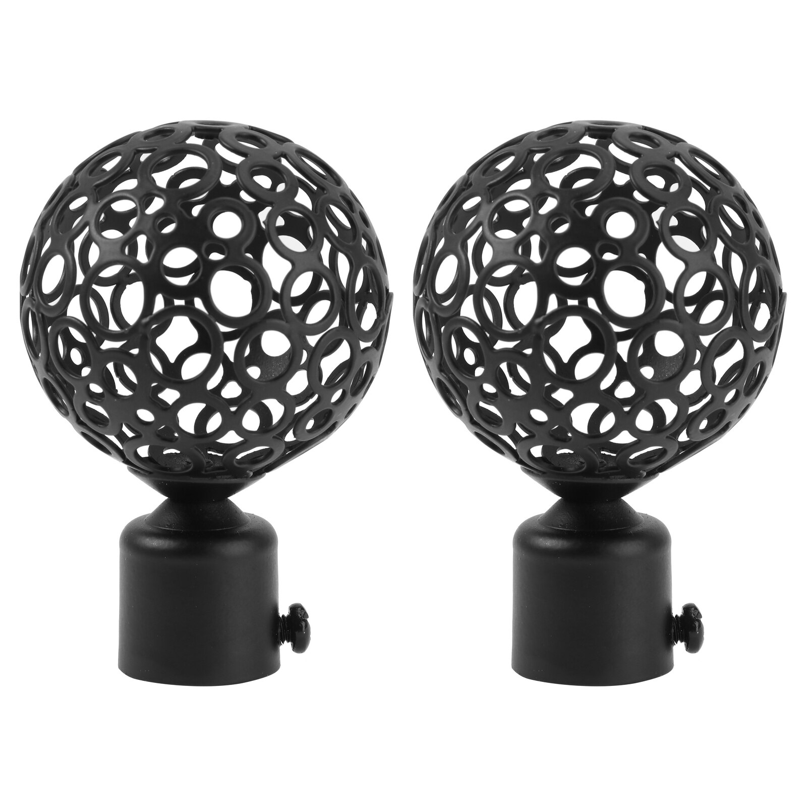 2pcs Curtain Rod Decorative Head Roman Rod Accessories for Home (Black)
