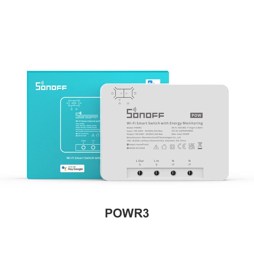 SONOFF – interrupteur intelligent POW R3 25A avec WiFi, mesure de puissance, Protection contre les surcharges, piste d&#39;économie d&#39;énergie sur eWeLink, commande vocale via Alexa: Default Title