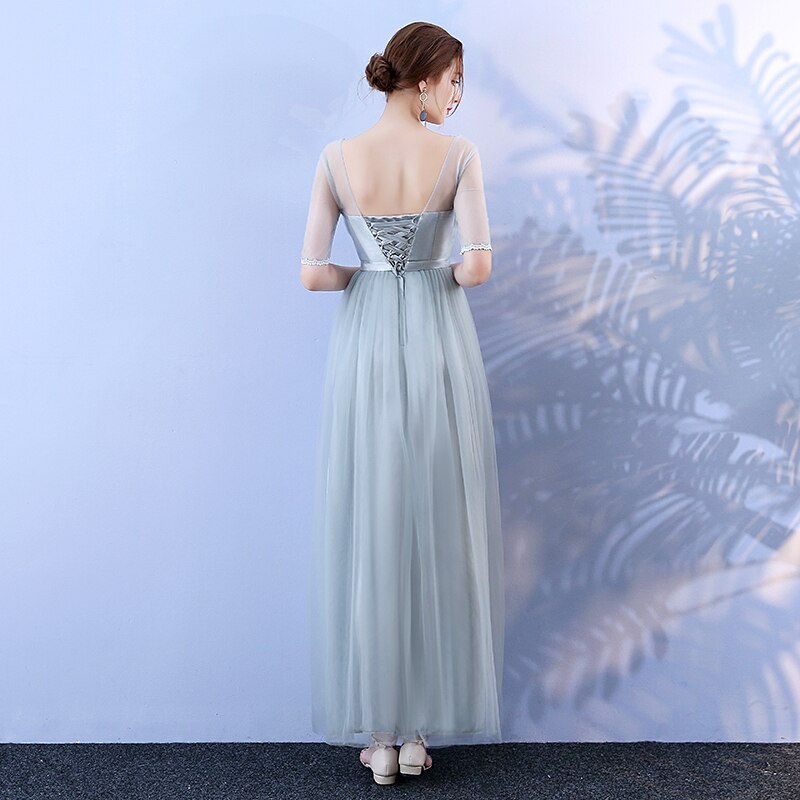 Halpa plus koko korealaiset pitkät harmaat sisaret isäntäjuhla häät side morsiusneito mekot morsiusneidon mekko vestido longo 8969