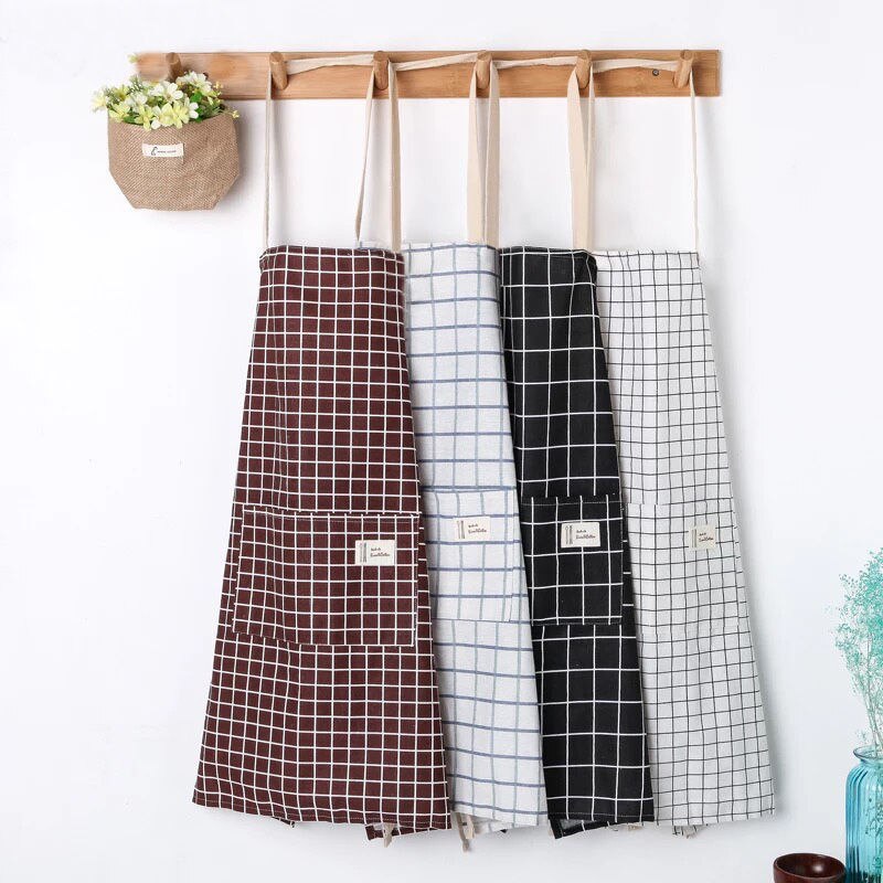 Fashionable Apron Female Cute Kitchen Apron Cooking Work Clothes Smock Girdle Couple Waterproof Apron Cotton and Linen