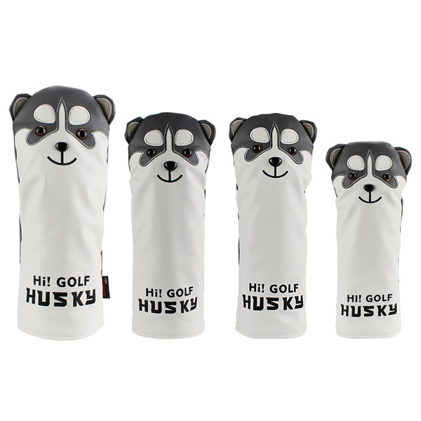 Funda para cabeza de palo de Golf Husky, adorable funda para cabeza de conductor de Golf, Animal de dibujos animados #1 #3 #5 #7, Funda de cuero PU para cabeza, fundas a prueba de polvo: 4 pcs 135UT