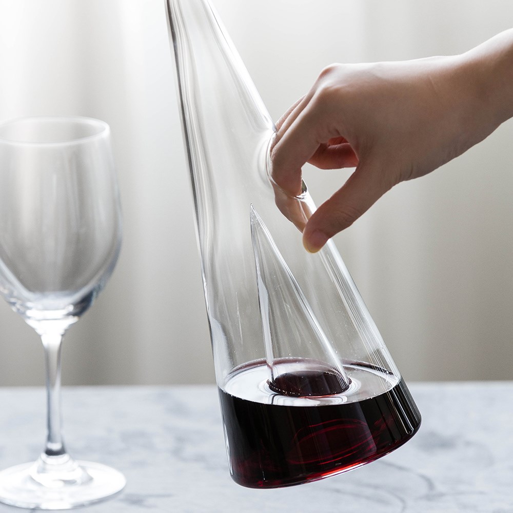 Botella de vino de cristal con forma de pirámide, 350-700 ml, hecha a mano, para familiar
