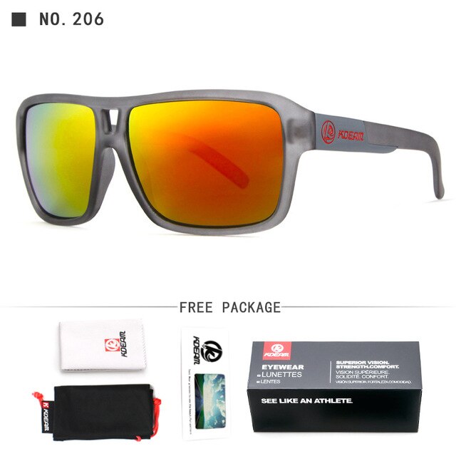 Kdeam originele gepolariseerde vierkante zonnebril voor heren zomer outdoor & reizen  uv400 brillen heren sport stijl zonnebrillen  gr6: C206 grijze frames