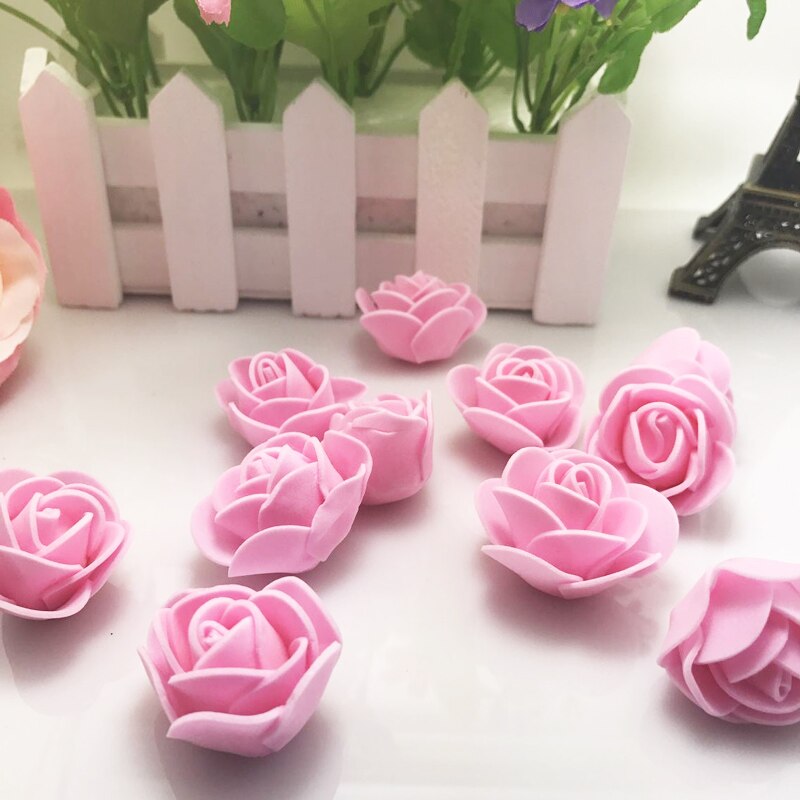 10pcs Tiffany blue Mini PE Foam Roses Artificial Flowers For Wedding Box Handmade Decoration DIY Wreath Valentine's day: pink