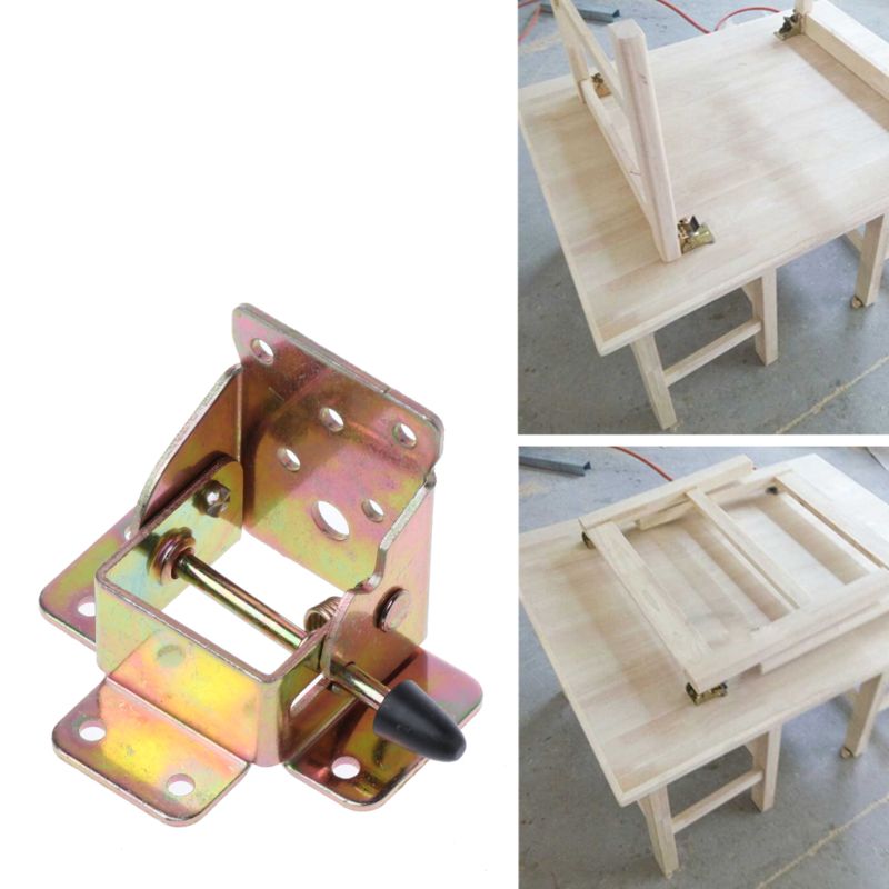 4X Iron Locking Folding Table Chair Leg Brackets Hinge Self Lock Foldable Hinges