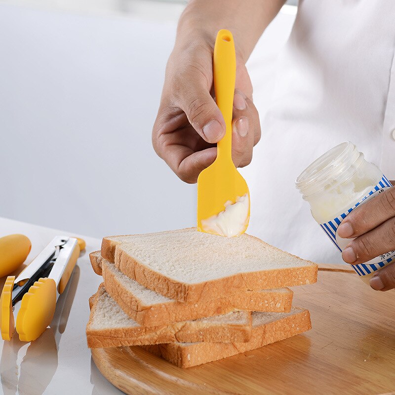 1Pc Yellow Silicone Kitchen Utensil Nonstick Cooking Utensils Spoon Soup Turner Spatula Tongs Wedding Party Cookware Baking Tool