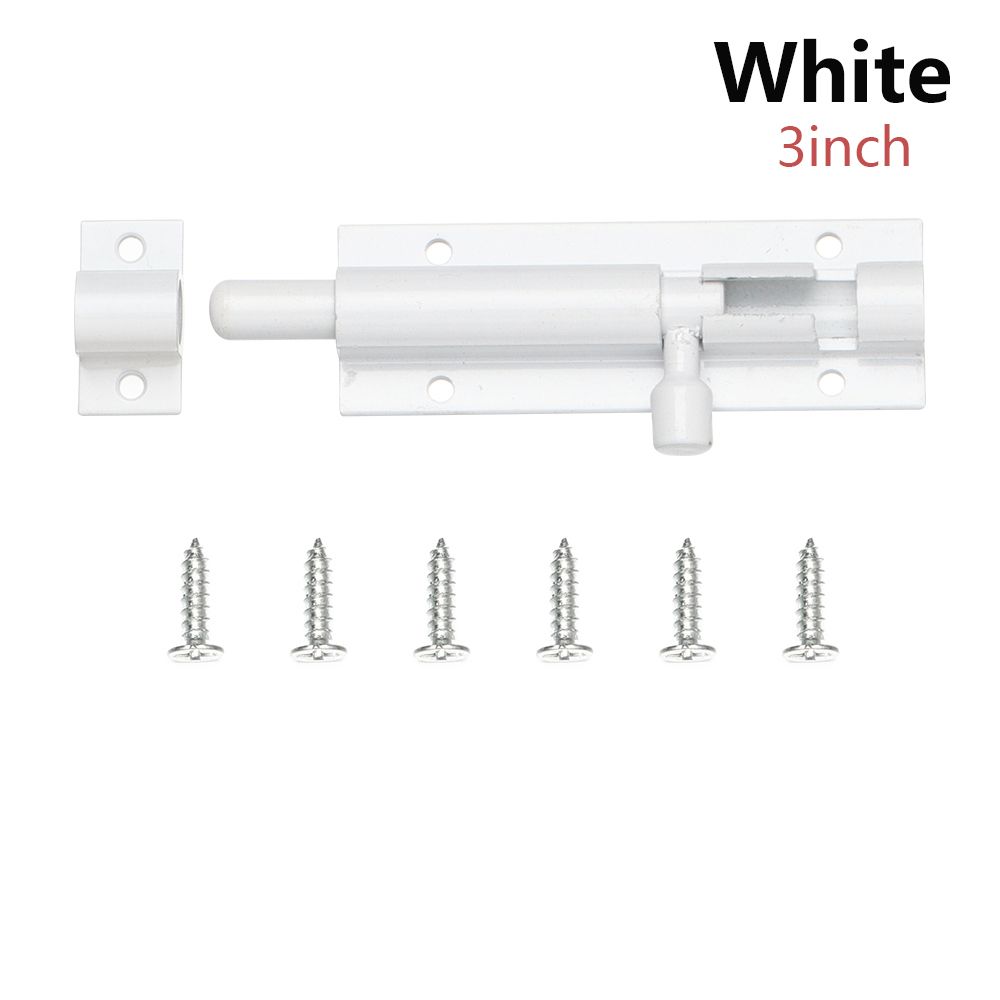2/3/4/5/6/8inch Aluminum Alloy Door Latch for Home Window Catch Lock Slip Bolt Fiting Door Lock Buckle Silent Gate Hook Hardware: white-3inch