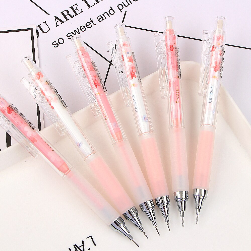 0.5mm Japan Lovely Cherry Blossoms Automatic Pencil Kawaii Plastic Mechanical Pencils For Kids Student Supplies Stationery