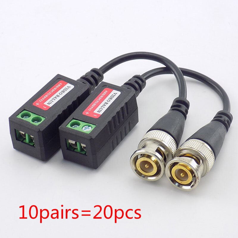 10pairs (20pcs) 3000FT Distance UTP Video Balun Twisted CCTV Balun Passive Transceivers BNC Cable Cat5 CCTV camera Adapter N11