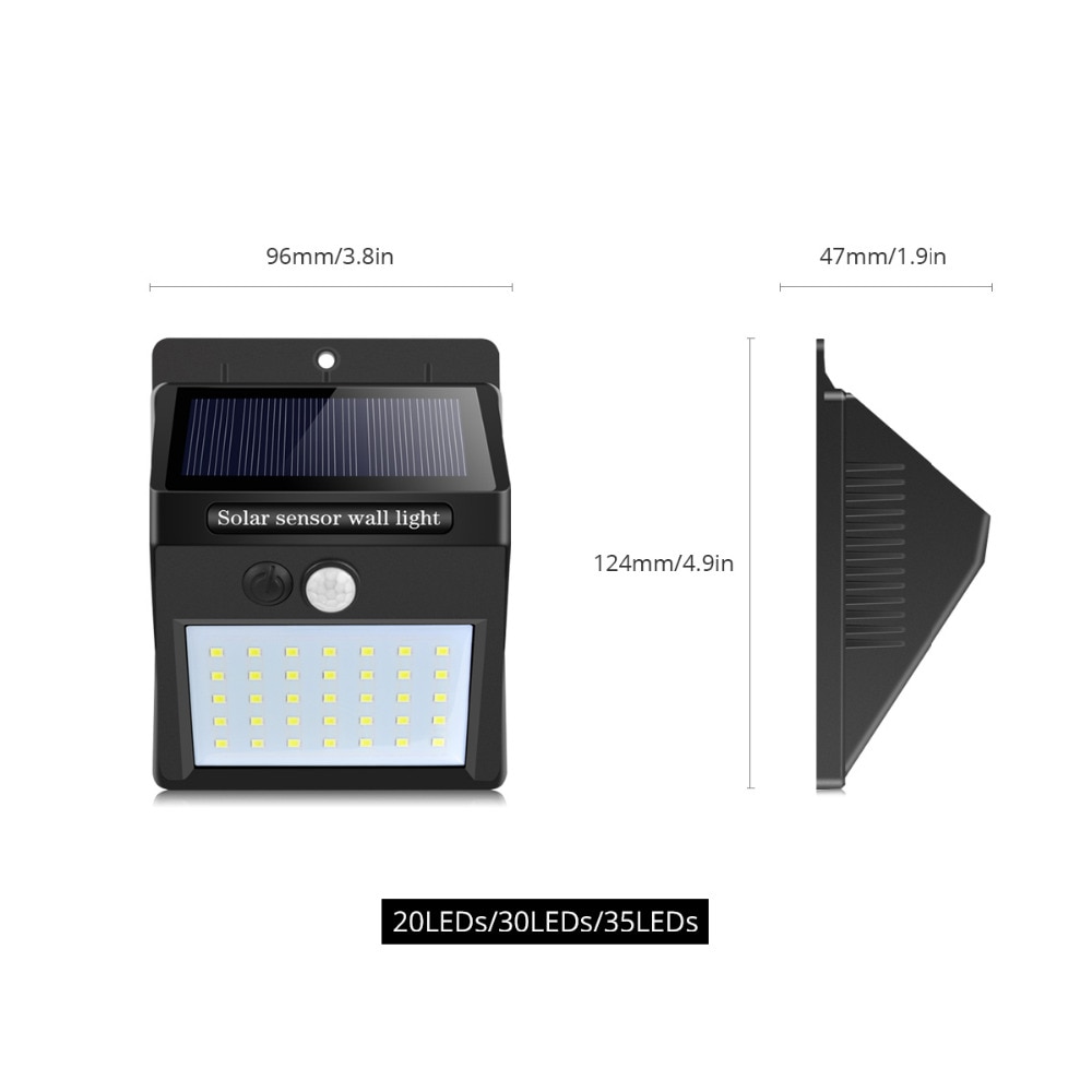 Solar led gadelys til hjemmet have hegn pir bevægelsessensor væglamper 35 30 20 smd 2835 led solar lys vandtæt