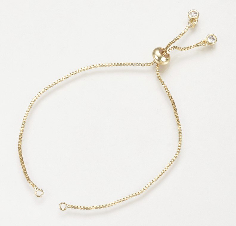 5 stk justerbare 24cm runde messing skyder armbånd langtidsholdbare forgyldte charm link armbånd til fremstilling af gør-det-selv-smykker til kvinder: Guld