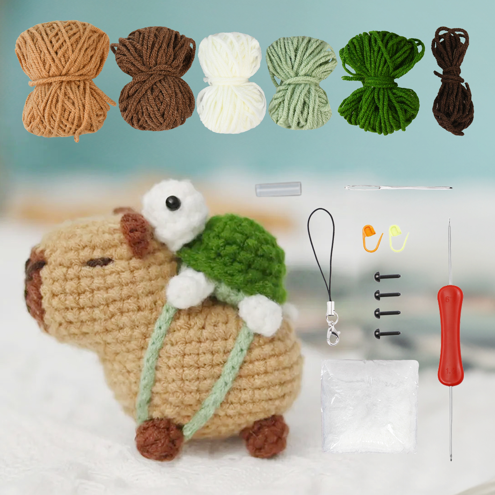 Kit de crochet capibara, lindo kit de ganchillo de animales, de Navidad, kit de ganchillo para principiantes, kit de ganchillo para amantes del manualidades,: Gris claro