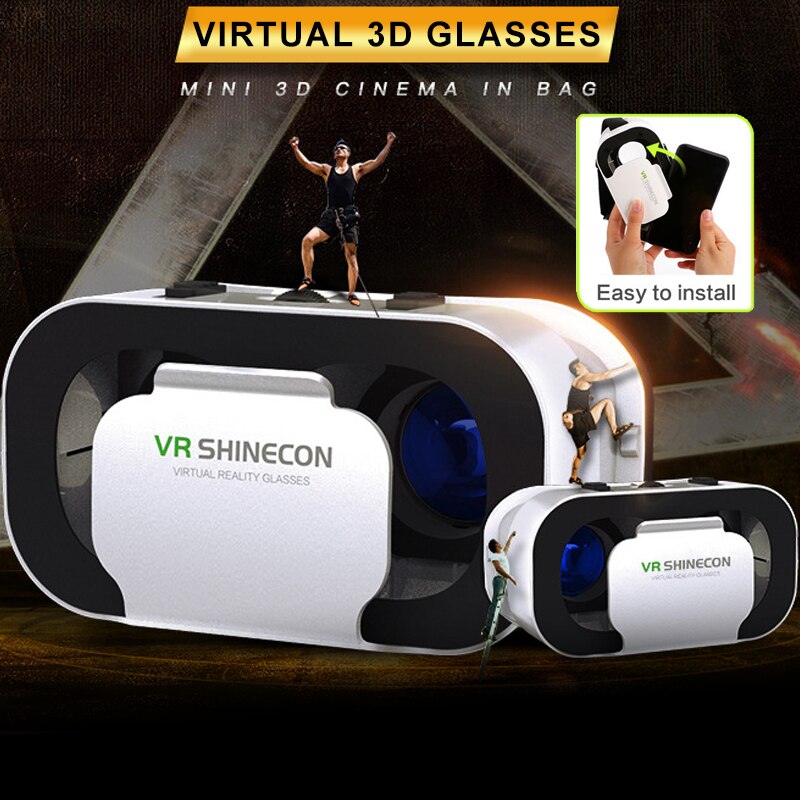 Mini Vr Bril 3D Bril 1080P Prive Theater Virtuele Werkelijkheid Doos Movie Game Vr Headset Voor Smart Telefoon Smartp video Draagbare
