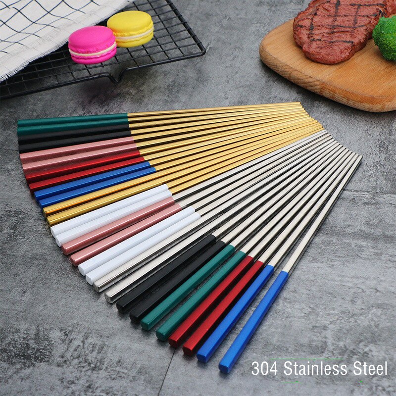 10 Paare Sushi Hashi Stäbchen edelstahl Lebensmittel Klasse Platz Chinesischen Metall Stäbchen Mehrweg Stäbchen Küche Werkzeuge