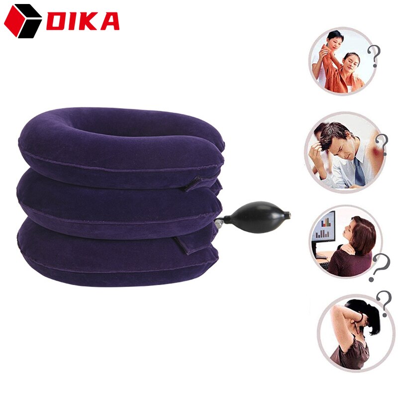Collier Cervical gonflable à l&#39;air, Support de Traction du cou, oreiller de Massage, soulagement de la douleur, relaxation, soins de santé, civière de tête à traction cervicale la maison