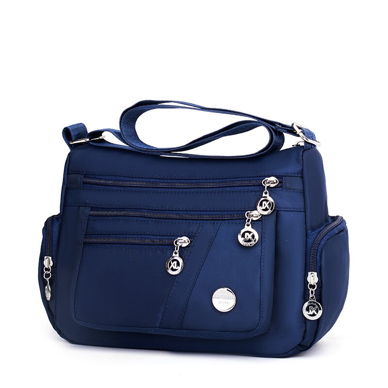 Vrouwen Casual Schoudertas Mode Messenger Bag Nylon Oxford Rits Pakket Mama Grote Capaciteit Crossbody Tas Licht Gewicht: Deep Blue