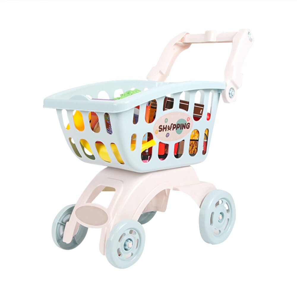 Neue freundlicher Simulation Einkaufen Einkaufszentrum Supermarkt Warenkorb Wagen Spielzeug Miniatur Spielen Einkaufen Bildung Spielzeug für Baby J11: Blau
