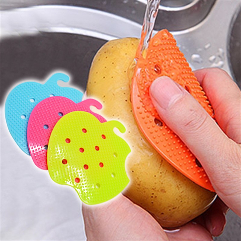 One pcs Fruit Vegetable Cleaning Brush Cute Shape Random Color Easy Cleaning Brush For Potato Fruits Carrot Ginger Cooking Tools