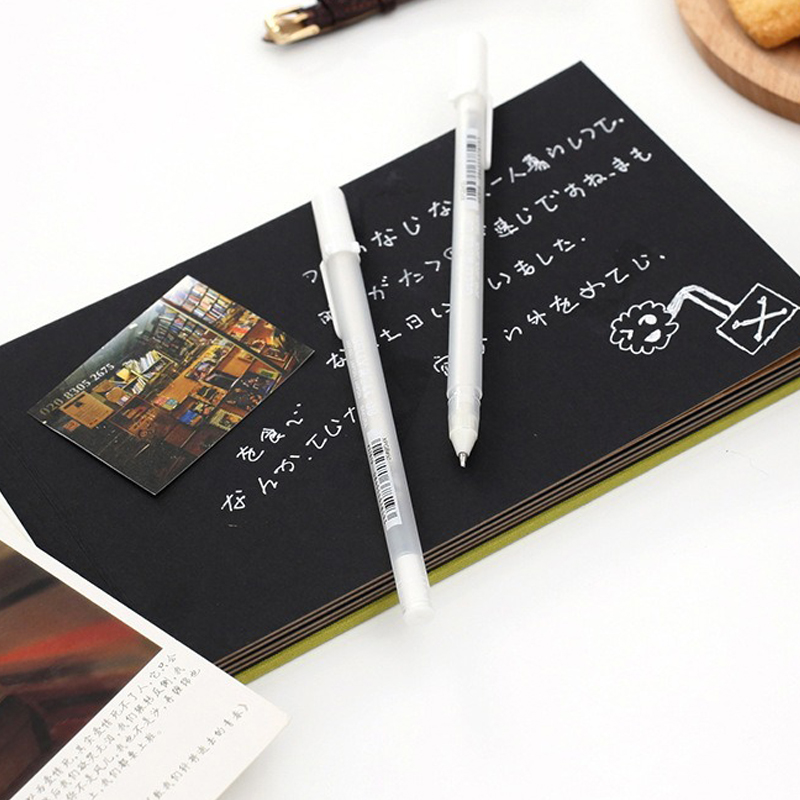 Penna gel bianca da 0,3/0,4/0,5 mm Penna Marke ad alta luminosità Penna per pittura artistica in cartone nero Penne a linea bianca Scrittura fluida