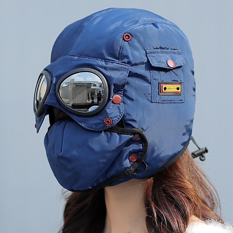 Gorro de aviador con mascarillas para niños y adultos, gorro impermeable de piloto, protección para las orejas, pasamontañas, de invierno,