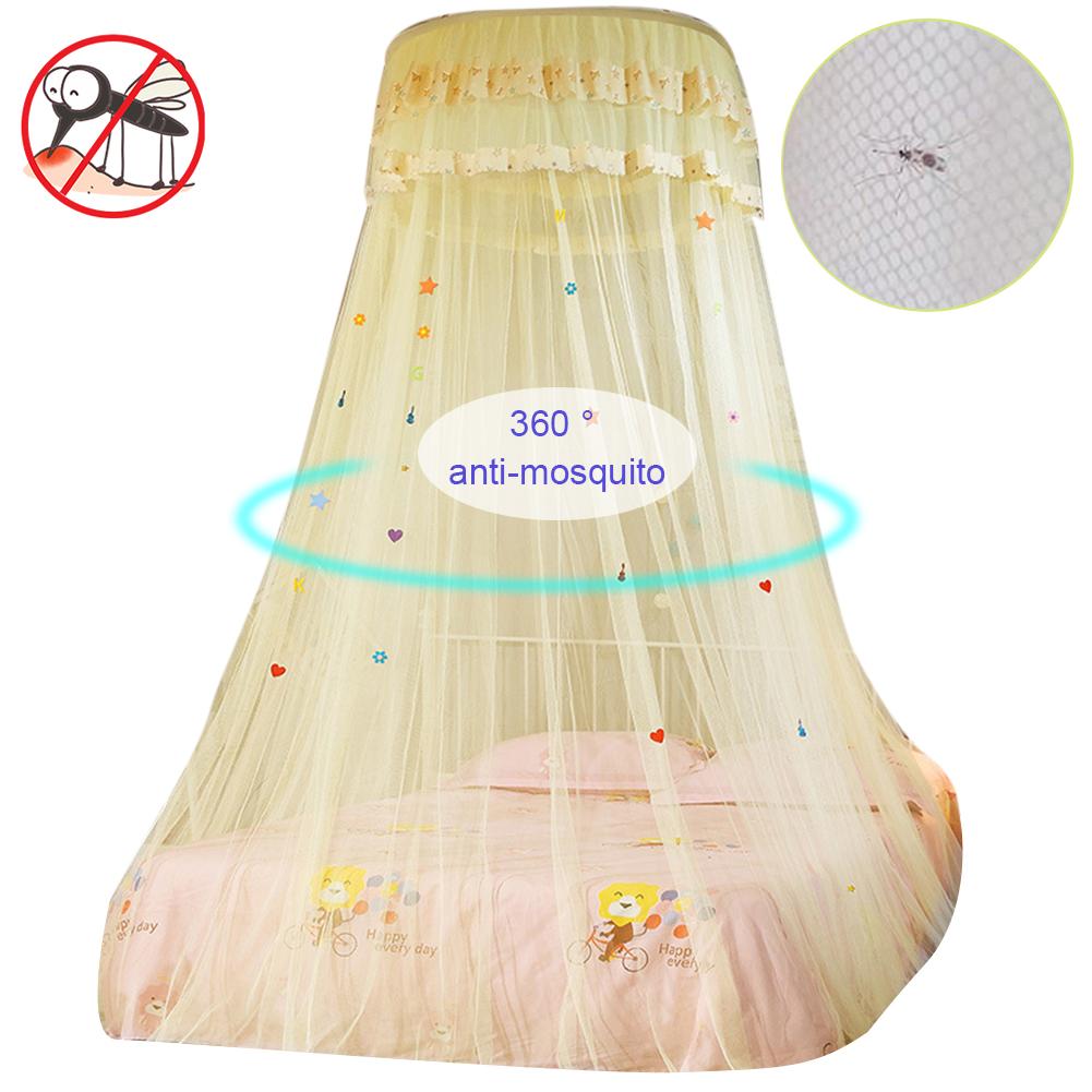 Hauteur 2.7M lit baldaquin accroché moustiquaire princesse lit tente rideau pliable auvent sur le lit fée dentelle Dossels