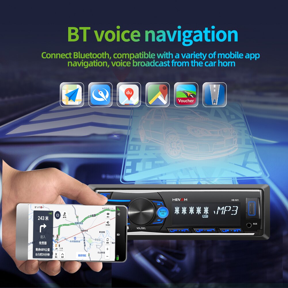 12V In-Dash Car Radio Stereo Voice Control Removable Panel Bluetooth Autoradio FM USB AUX-IN 1DIN MP3 Multimedia Player