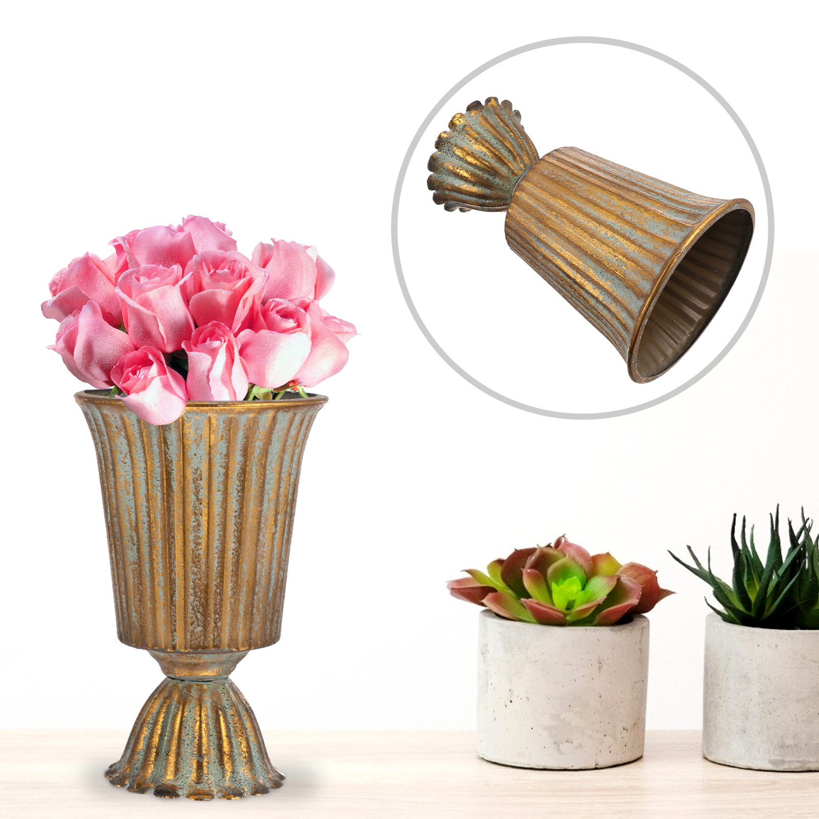 1pc Safe Retro Iron Drum Iron Planting Barrel Planter Bucket Flower Bucket for Garden Home Store