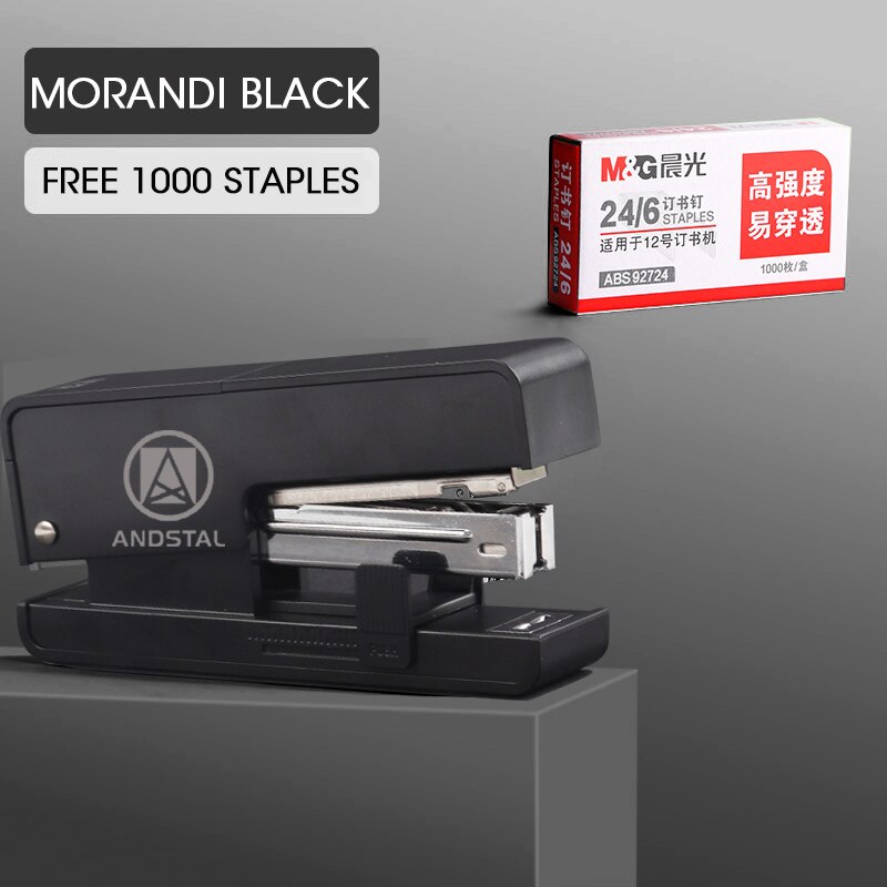 M&amp;G Multi-function Modern Stapler With Staples Room 25 Sheets Effortless Paper Book Binding Stapling Machine Office Supplies: Black color 1 pc