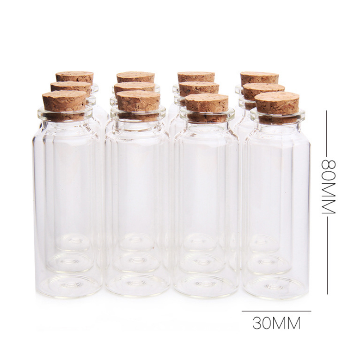 20 stk 30*80mm 40ml glasflaske, der ønsker flaske tom prøveopbevaringsglas med korkpropper glasdekorationsglas - gennemsigtig