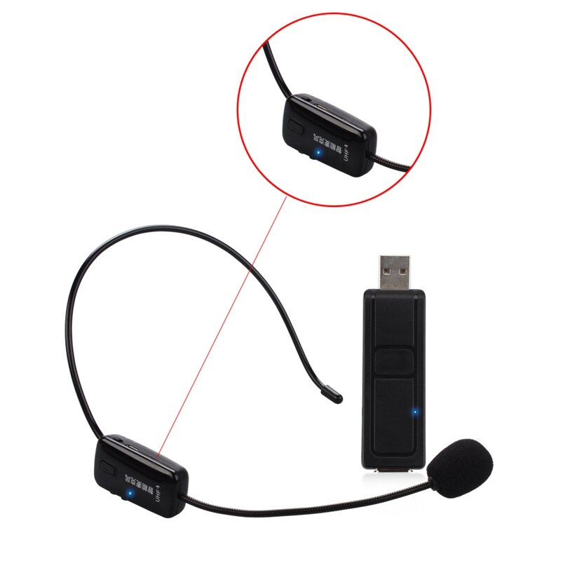 UHF Wireless Microphone Stage Wireless Headset Microphone System for Loudspeaker Teaching Meeting Guide Stage Karaoke