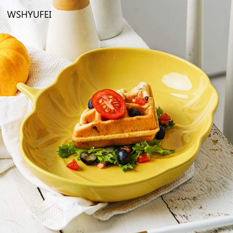 Ceramic Pumpkin Plate Plate Japanese Pasta Plates Jewelry Trays Household Products Kitchenware Kitchen Supplies