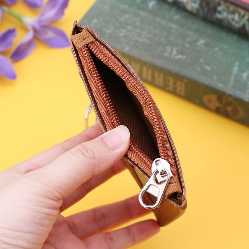 Porte-carte d'identité en cuir Portable, porte-Badge de crédit, porte-monnaie, portefeuille, porte-clés