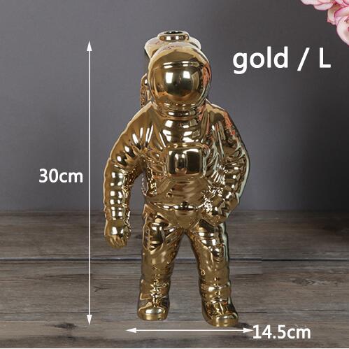 Space mann astronaut vase keramisk modell unik astronaut vase tørkede blomster hvit keramisk vase for bordplate dekorverktøy: Gull l
