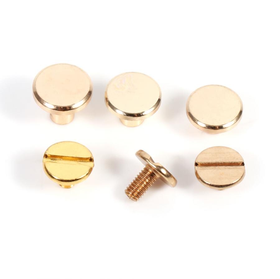 10 set 5/6.5/8mm massiva mässingsknappar skruvspik skruvback läder nitbälte mässingsspik