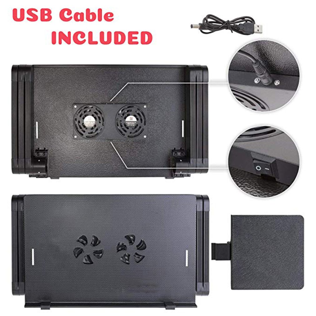 Laptop Table Folding Aluminum Computer Desk Adjustable Bed Sofa Office Notebook Table Dual Cooling Fan PC Stand With Mouse Pad