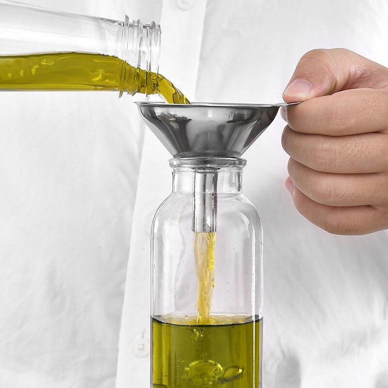 Juego de embudo pequeño de acero inoxidable 3 piezas Transferencia de aceites esenciales líquido filtro embudo para herramientas de cocina del hogar