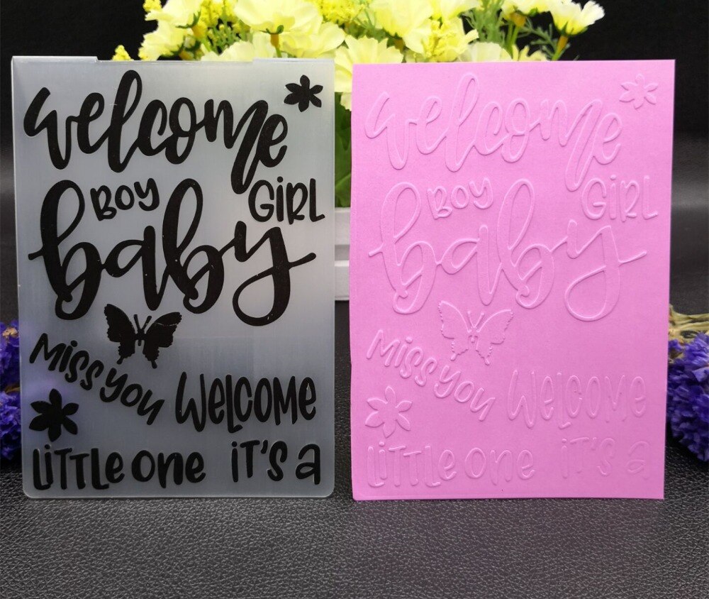 Carpeta de grabado de plástico con palabras comunes, manualidades de papel para manualidades de bebé, álbum de recortes, tarjeta de , embalaje, decoración