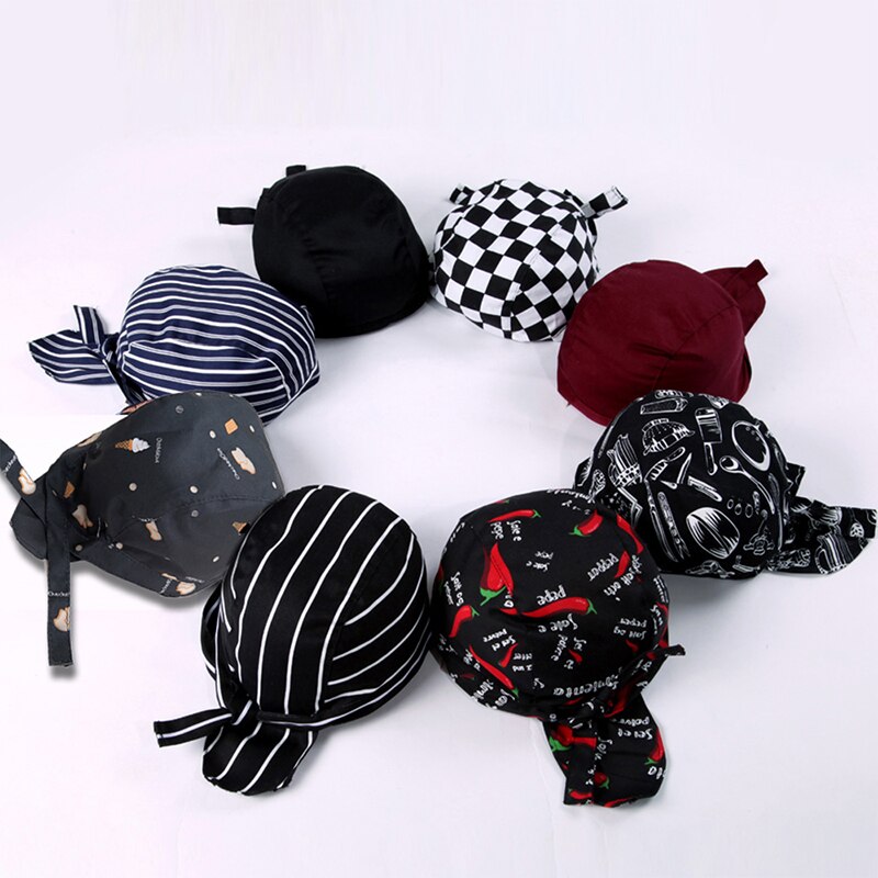 Women&#39;s chef Hat hotel kitchen restaurant cap waiters Ribbon Hats for man and woman adjust funky chief hats