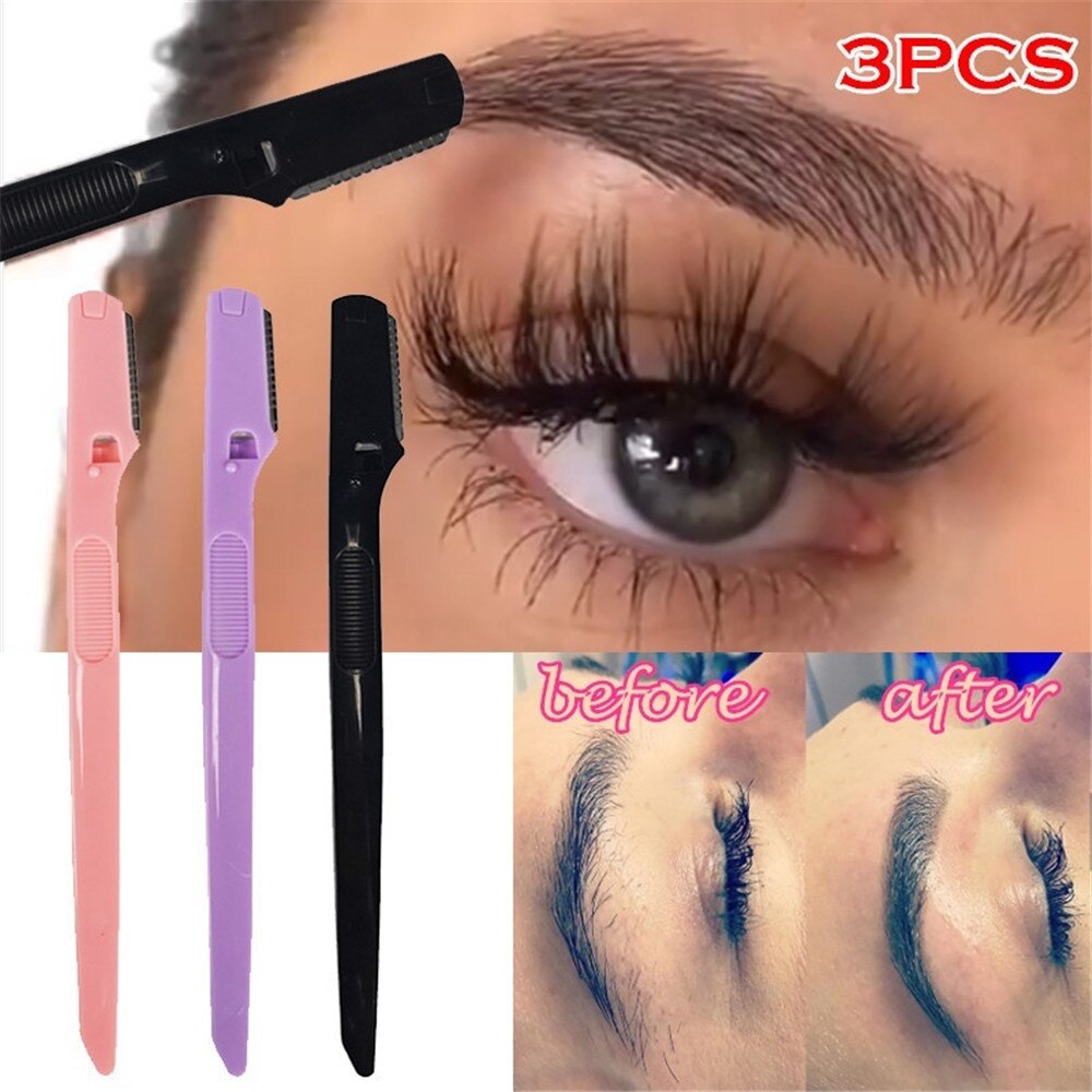 Portable Eyebrow Trimmer Hair Remover Set Eye Brow Shaver for Makeup Kit Stainless Steel Cutting Brow Shaver Cosmetics Tools